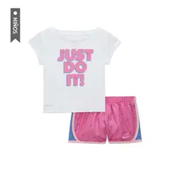 NIKE - Conjunto Deportivo Swoosh Tempo Infantes-Blanco/Rosa