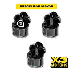 GENERICO - Audífonos Inalámbricos Transparentes YX06 AL POR MAYOR NEGROS X3