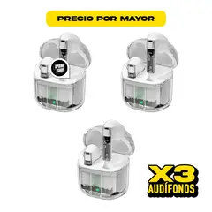 GENERICO - Audífonos Inalámbricos Transparentes YX06 AL POR MAYOR BLANCOS X3