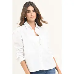 RAGGED - Camisa popelina manga larga Blanco