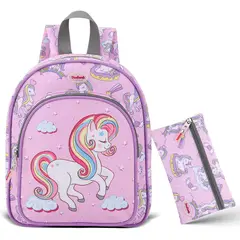 KOBALT - Mochila rosa de unicornio con cartuchera