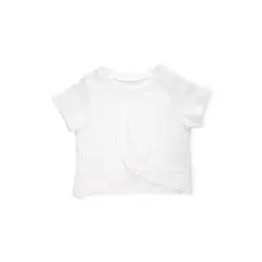 BABY PLANET - Camiseta Blanca Con Frente Entorchado Para Bebé Niña Baby Planet.-