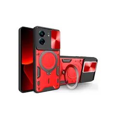 GENERICO - Estuche Proteccion Camara Con Soporte Xiaomi 13C Rojo