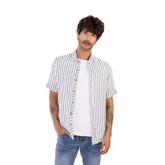 DREAMER - Camisa rustica a rayas manga corta_.