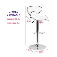 DIMATEX LEON - Silla Bar Butaco Alta Giratoria Barra Bar Cocina Blanco RefNasa