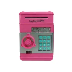 GENERICO - Alcancía Electrónica De Billetes Rosa Tipo Caja Fuerte