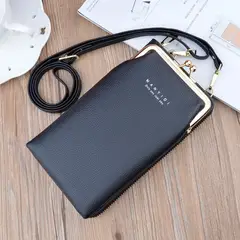 GRUPO B - Bolso Cruzado Para Teléfono Móvil Con Monedero Y Tarjetero Negro