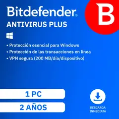 BITDEFENDER - Antivirus Plus 1 Usuario, 2 Años
