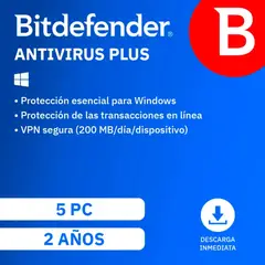 BITDEFENDER - Antivirus Plus 5 Usuarios, 2 Años