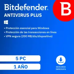 BITDEFENDER - Antivirus Plus 5 Usuarios, 1 Año