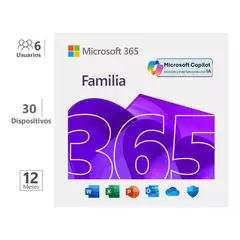 MICROSOFT - Office 365 Familia 6 Usuarios 12 meses Onedrive Word Excel