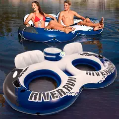 COMPRALOENCASA COM - Flotador Doble Inflable Con Hielera Y Portavasos 58837EU