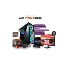 AMD - PC Gamer Ryzen 5 5600G/RAM 16GB/SSD 512GB/Board A-520M-K/350W + Monitor 27" FHD