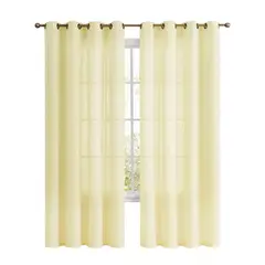 CASATUA - Cortina Visillo Velo 2 Paños 135x220cm Textura Lino - Crema-