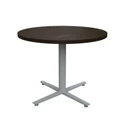 GENERICO - Mesa de Juntas Redonda 4 puestos para reuniones color Wengue con Gris