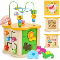 GENERICO - Cubo de Actividades 6 en 1 Montessori Madera Bebes