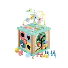 GENERICO - Cubo de actividades de Madera 7 en 1 para bebes y niños