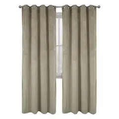 CASATUA - Cortina 100% Blackout Engomada Terciopelo 2 Paños 140x220 - Caqui-