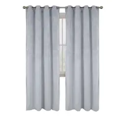 CASATUA - Cortina 100% Blackout Engomada Terciopelo 2 Paños 140x220 - Gris-