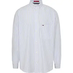 TOMMY HILFIGER - Camisa Manga Larga A Rayas Hombre Celeste Tommy Jeans