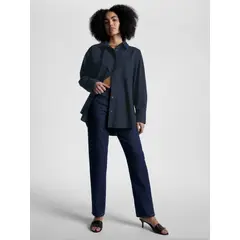 TOMMY HILFIGER - Camisa Oversize De Popelín Mujer Azul