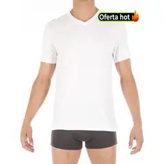TOMMY HILFIGER - Pack de 3 Camiseta Blanca Cuello V De Hombre