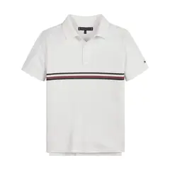 TOMMY HILFIGER - Polo Con Rayas Distintivas Para Niño Blanco