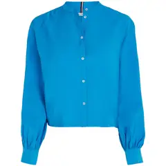 TOMMY HILFIGER - Camisa Sin Cuello Con Corte Cropped Mujer Azul