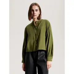 TOMMY HILFIGER - Camisa Sin Cuello Con Corte Cropped Mujer Verde