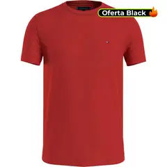 TOMMY HILFIGER - Camiseta Slim Fit Con Logo Bordado Hombre Rojo