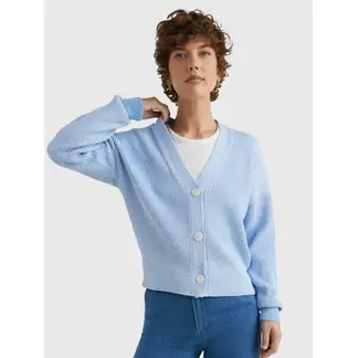 TOMMY HILFIGER - Cárdigan De Corte Cropped Y Amplio Mujer Celeste