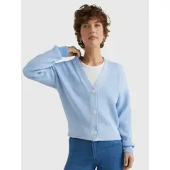 TOMMY HILFIGER - Cárdigan De Corte Cropped Y Amplio Mujer Celeste