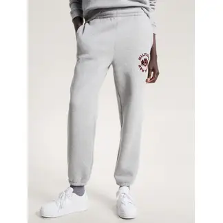 TOMMY HILFIGER - Joggers Con Logo Universitario Aterciopelado Mujer Gris