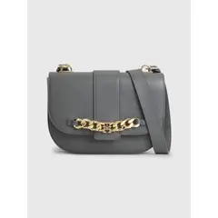 TOMMY HILFIGER - Bolso Bolso Pequeño Con Solapa Y Cadena Mujer Gris