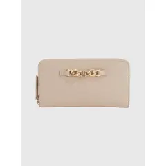 TOMMY HILFIGER - Cartera Th Monogram Con Cierre Y Cadena Mujer Beige