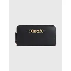 TOMMY HILFIGER - Cartera Th Monogram Con Cierre Y Cadena Mujer Negro