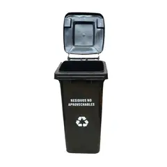 TRIPLE CLEAN - Contenedor de basura de 360 litros negro