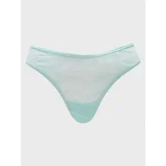 CALVIN KLEIN - Pantie Tipo Tanga Verde De Encaje