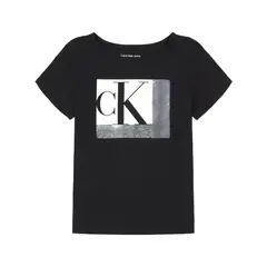 CALVIN KLEIN - Camiseta Negro Con Lentejuelas para Niña