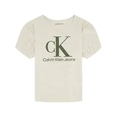 CALVIN KLEIN - Camiseta Para Niña Con Mangas De Globo Beige
