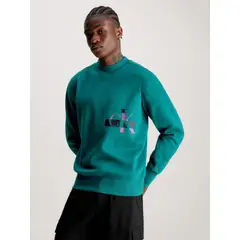 CALVIN KLEIN - Saco Verde Con Monograma De Bloque Color