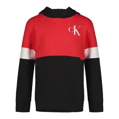 CALVIN KLEIN - Buzo Rojo Blocked Con Gorro Para Niño