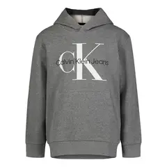 CALVIN KLEIN - Buzo Gris Con Gorro Y Monograma Para Niño