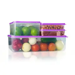 ENERGY PLUS - 4 Recipientes de Polipropileno para Organizar con Estilo Morado
