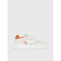 CALVIN KLEIN - Tenis Casuales De Cuero Mujer Blanco
