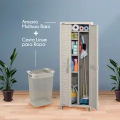 RIMAX - Combo Zona de Ropas - Armario Multiusos Cesta - Taupe