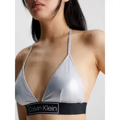 CALVIN KLEIN - Top Vestido de Baño Gris Satinado En Estilo Triángulo