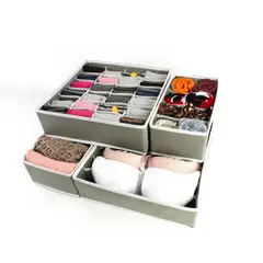 ENERGY PLUS - Organizador de Cajones 4 Pzas: Ropa Interior, medias y más Gris