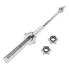 GENERICO - Barra Pesas Larga 150 Cm Cromada Seguros Roscables Gym