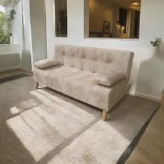 MUEBLES ONLINE - Sofa cama 3 Posiciones Leroy Tela camel